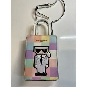 Karl Lagerfeld Multicolor Pastel Check Mini Tote Bag